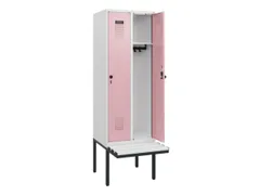 locker met bank,HxBxD 1950x600x815mm,2vak,vak B 300mm,draaigrendel