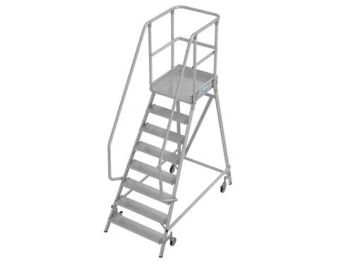 bordestrap,verrijdbaar,bordes H 1,95m,8treden,aluminium,4zwenkwielen