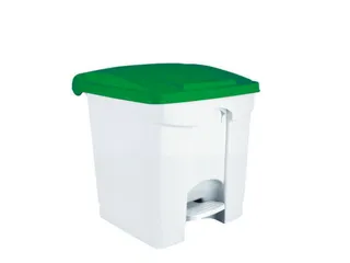 Contitop,afvalbak met pedaal 30L wit/groen - 1