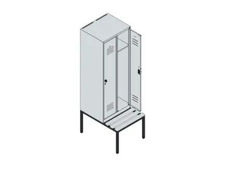 locker met bank,HxBxD 1950x600x815mm,2vak,vak B 300mm,draaigrendel - 5