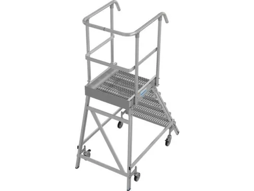 bordestrap,verrijdbaar,bordes H 1,2m,5treden m. R13-laag,aluminium