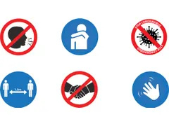 Veiligheidssticker 6 Pictogrammen Omgangsregels 100x50cm