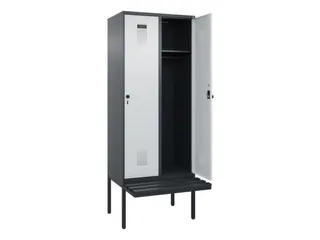 locker met bank,HxBxD 2120x800x815mm,2vak,vak B 400mm,draaigrendel - 1
