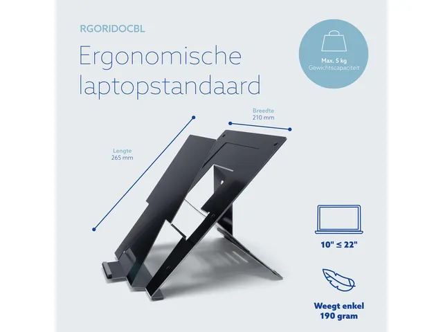 Laptopstandaard R-Go Riser Documenthouder Zwart
