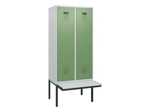 locker met bank,HxBxD 1950x800x815mm,2vak,vak B 400mm,cilinderslot