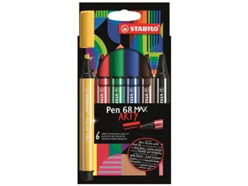 Viltstift STABILO Pen 68 Max Arty assorti etui à 6 stuks