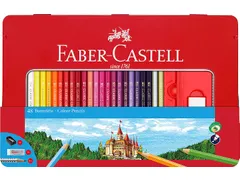 Kleurpotlood Faber-Castell Castle zeskantig 36 stuks in metalen blik +
