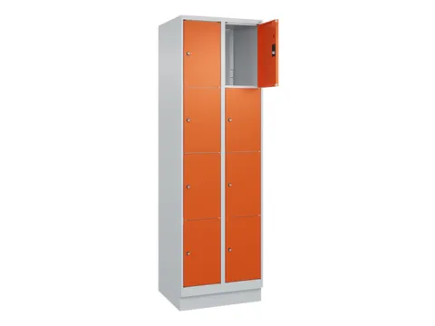 lockerkast,HxBxD 1950x600x500mm,2x4vakken,vak B 300mm,cil.-slot,sokkel