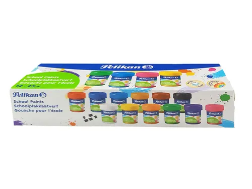 Plakkaatverf Pelikan 20ml assorti doos à 12 potjes