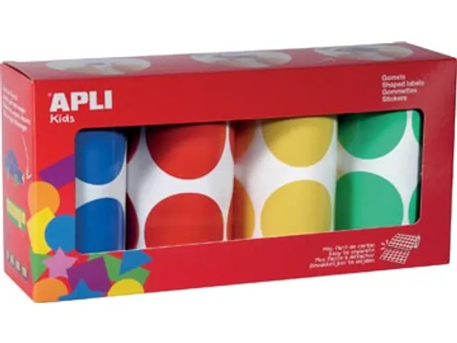 sticker XL cirkel diameter 4 mm 4 rollen 4 kleuren
