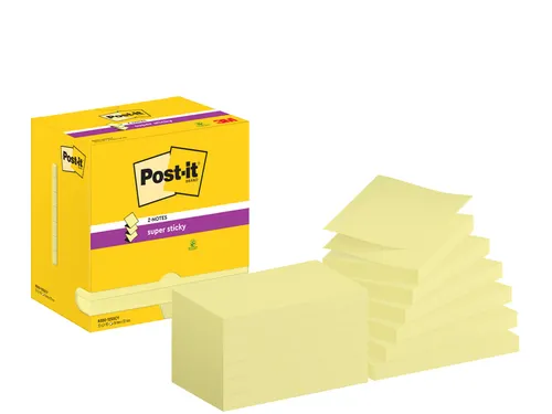 Memoblok Post-it Z-Note S350 Super Sticky 76x127mm geel 12 stuks