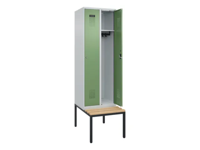 locker met bank,HxBxD 2120x600x815mm,2vak,vak B 300mm,cilinderslot