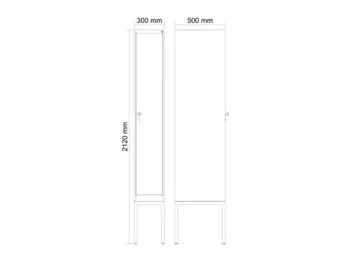 locker,HxBxD 2120x300x500mm,1vak,vak B 300mm,cil.-slot,voetonderstel