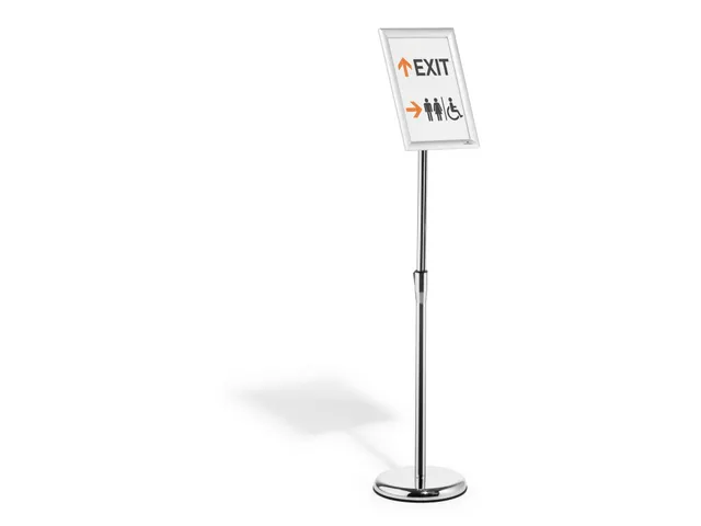 Support information sur pied avec cadre clipsable A4 aluminium
