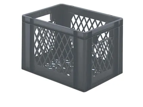 Euronorm-stapelbak 24l 270x400x300mm Wanden/bodem Opengewerkt Grijs