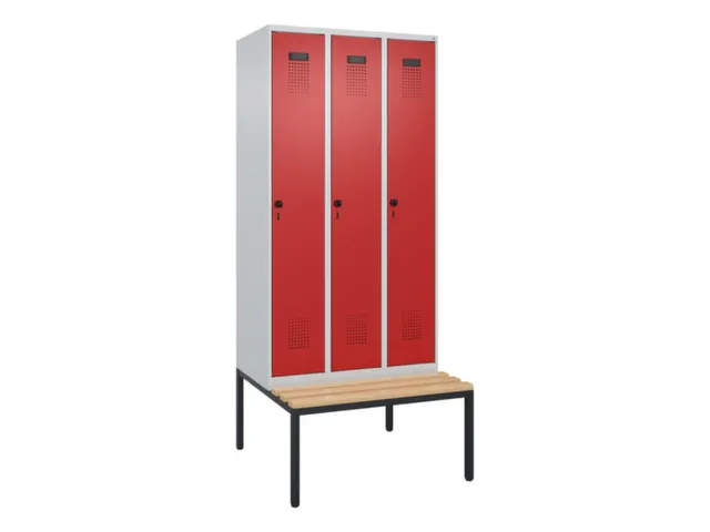 locker met bank,voor scheiding van kleding,HxBxD 2120x900x815mm,3vak