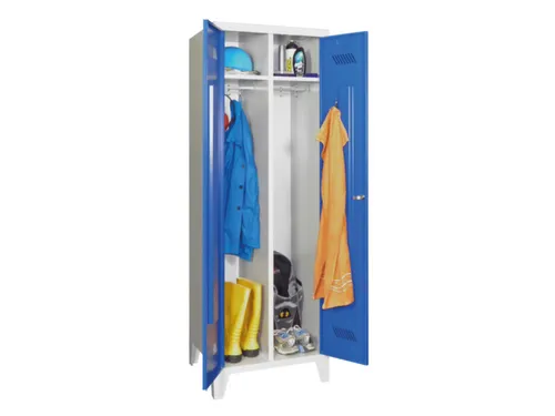 garderobekast,HxBxD 1850x600x500mm,2vak,RAL7035,front RAL7016