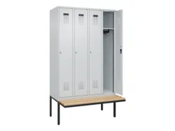 locker met bank,HxBxD 2120x1200x815mm,4vak,vak B 300mm,cilinderslot