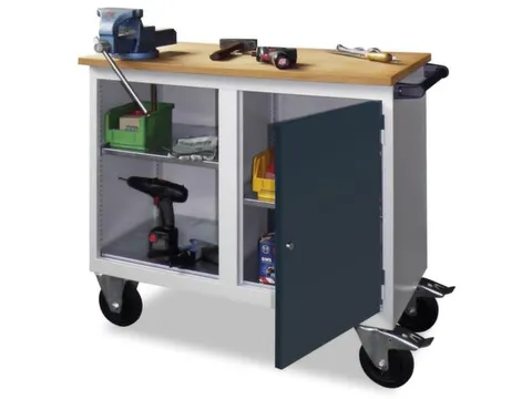 werkbank,verrijdbaar,HxBxD 915x1090x600mm,RAL7035,front RAL7016