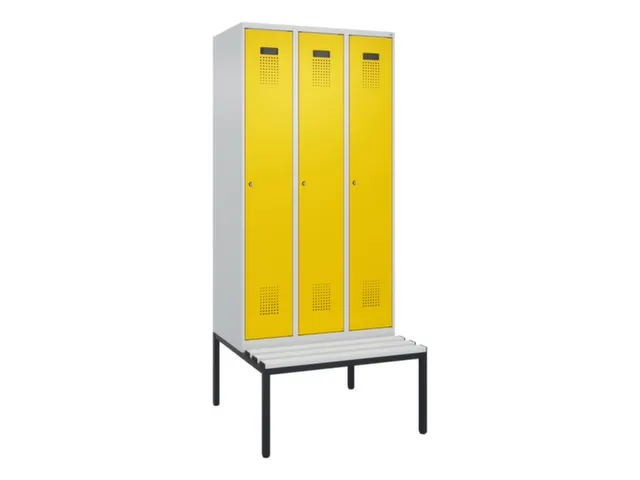 locker met bank,voor scheiding van kleding,HxBxD 2120x900x815mm,3vak