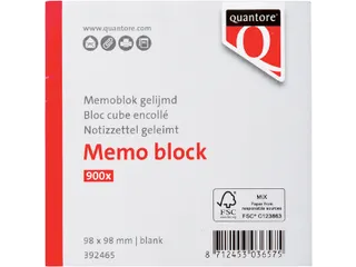 Memoblok Quantore kopgelijmd 98x98mm 900vel wit - 2