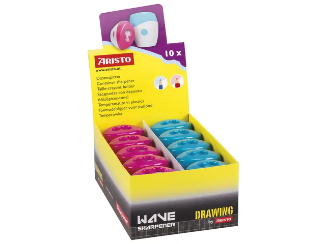 Puntenslijper WAVE Aristo Display 10 stuks blauw en roze