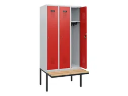 locker met bank,HxBxD 1950x900x815mm,3vak,vak B 300mm,cilinderslot