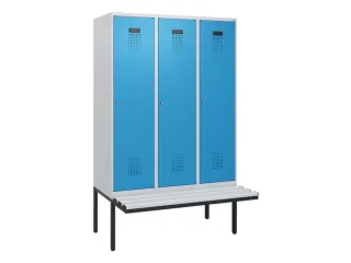 locker met bank,HxBxD 1950x1200x815mm,3vak,vak B 400mm,cilinderslot - 2