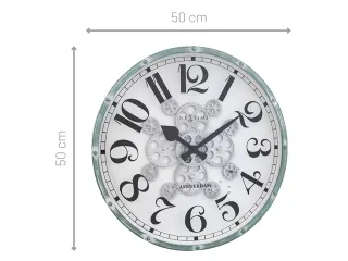 Witte Gear Klok - Grote Wandklok - 50cm - Bewegende tandwielen - "Henr - 9