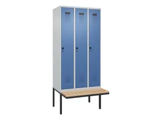 locker met bank,voor scheiding van kleding,HxBxD 2120x900x815mm,3vak - 2