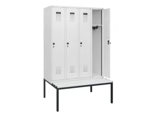 locker met bank,HxBxD 1950x1200x815mm,4vak,vak B 300mm,draaigrendel - 1