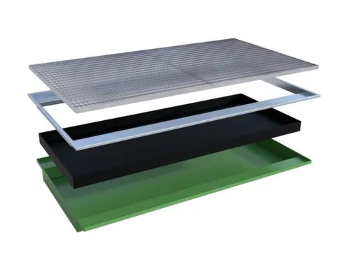 ophangbak,opvangvol. 200l,HxBxD 140x2150x1250/915mm,m. PE-element