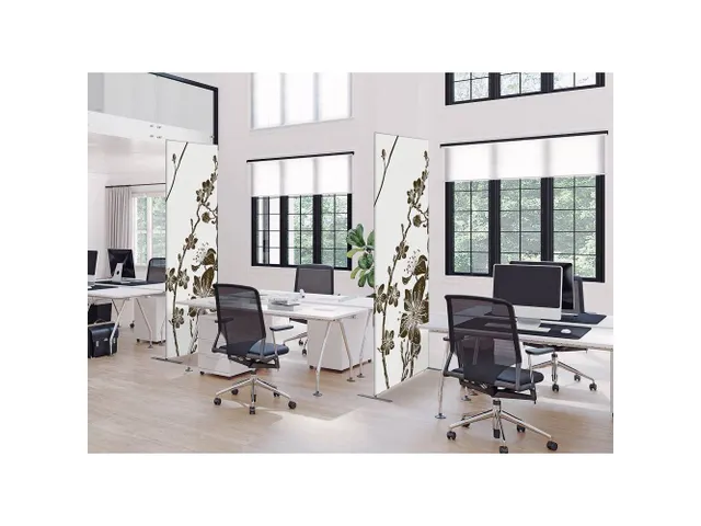 Cloison de séparation Textile Deco 85x200 Fleurs japonaises Brun ECO