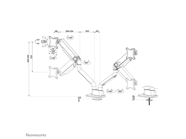 Neomounts NEXT One DS70S-950BL2 Support à fixer pour écran double 17