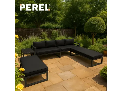 Loungeset aluminium Zwart/Antraciet 8-zits tuinset met bijzettafel