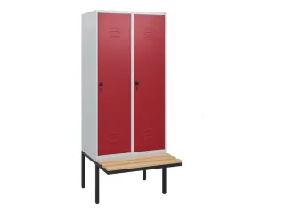 locker met bank,HxBxD 1950x800x815mm,2vak,vak B 400mm,draaigrendel - 1