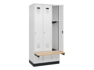 locker met bank,HxBxD 1950x900x815mm,3vak,vak B 300mm,cilinderslot - 1