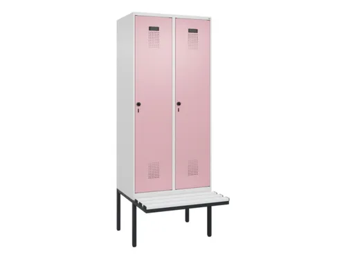 locker met bank,HxBxD 2120x800x815mm,2vak,vak B 400mm,draaigrendel