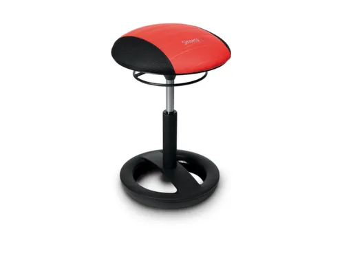 kruk zitting kunstleer/polyester zwart/rood zitting HxØ 440-570x385mm