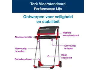 Tork 652008 W1 Performance mobiele Vloerstandaard Grijs/Rood - 6