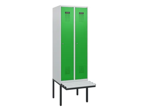 locker met bank,HxBxD 1950x600x815mm,2vak,vak B 300mm,cilinderslot
