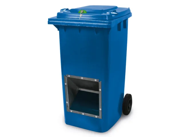 verrijdbare zoutbak,afsluitbaar,240l,HxBxD 1075x580x730mm,HDPE,blauw