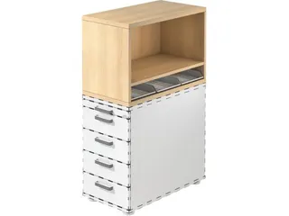 containeropzet,HxBxD 530x428x800mm,m. 3kunstst. inzetelementen DIN A4 - 1