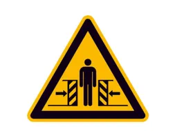 waarschuwingsbord,v. binnen/buiten,Waarschuwing voor pletgevaar