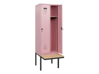 locker met bank,HxBxD 1950x600x815mm,2vak,vak B 300mm,draaigrendel - 1