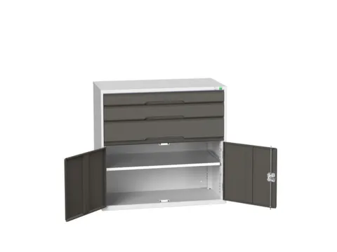 ladekast 1000x1050x550mm 3laden volledig uittrekbaar RAL7035 RAL7016