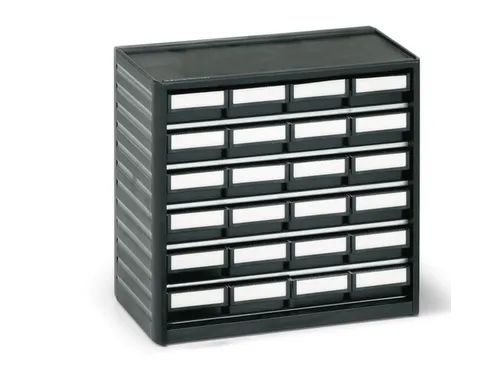 ESD-assortimentskast,HxBxD 290x310x180mm,24lade(n),laden zwart
