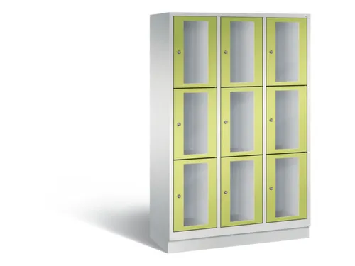 Lockerkast 1800x1200x500mm 3x3 vakken Cilinderslot, Sokkel RDS1108060