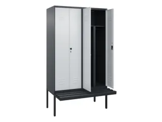 PBM-locker met bank,HxBxD 2120x1200x815mm,4vak,vak B 300mm,cil.-slot - 2