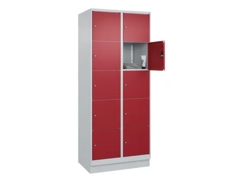 lockerkast,HxBxD 1950x800x500mm,2x5vakken,vak B 400mm,cil.-slot,sokkel